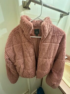 wild fable Plush Zip-Up Jacket in Dusty Pink